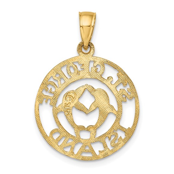 14k Yellow Gold Travel ST. GEORGE ISLAND with DOLPHINS Circle Charm Pendant - Picture 4 of 4